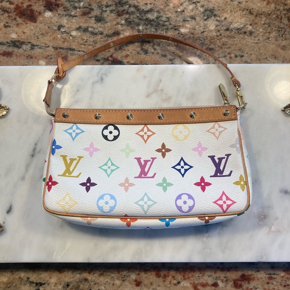 Louis Vuitton Takashi Murakami white multicolor monogram pochette - Picture 1 of 10